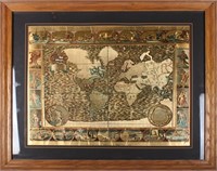 MOSES PITT GOLD FOIL MAP ENGRAVING FROM 1681 ORG
