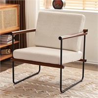 $140  29in Boucle Fabric Accent Chair (Walnut)