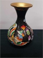 Vintage 8 inch metal Oriental vase