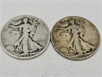 2-1934 S Walking Liberty 1/2 Dollar Coins