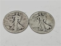 2-1934 D Walking Liberty 1/2 Dollar Coins