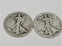 2-1920 Walking Liberty Silver 1/2 Dollar Coins