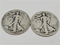 2-1934 Walking Liberty Silver 1/2 Dollar Coins