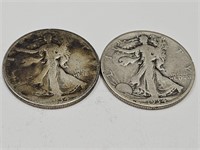 2-1934 D Walking Liberty Silver 1/2 Dollar Coins