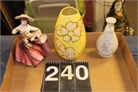 Yellow Flower Vases ~ Woman Figure