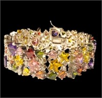 Sterling silver bracelet with semi precious gems