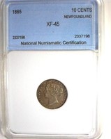 1865 10 Cents NNC XF45 Newfoundland