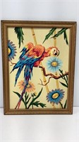 Paint by numbers colorful parrot in wood frame,