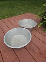 PAIR OF LARGE VTG CAST ALUMINUM TUBS-GOOD SHAPE