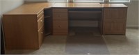 L Shaped Desk with Filing Cabinets
