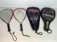 4 Racquetball Racquets, 2- W/Cases