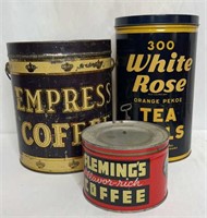 3pc  Antique Coffee/Tea Tins