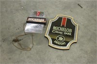 MICHELOB CLOCK AND SIGN, WORK PER SELLER