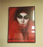 1980 Mardis Gras Larry Harris Framed Poster