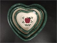 VTG Stoneware Heart Shaped Nesting Bowls