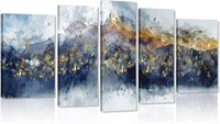 Blue Mountain Canvas Wall Art 5 Panels (Medium)