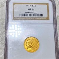 1913 $2.50 Gold Quarter Eagle NGC - MS61
