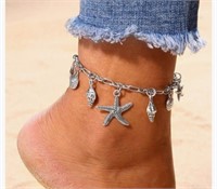Jeweky Boho Starfish Anklet Chain Silver Shell