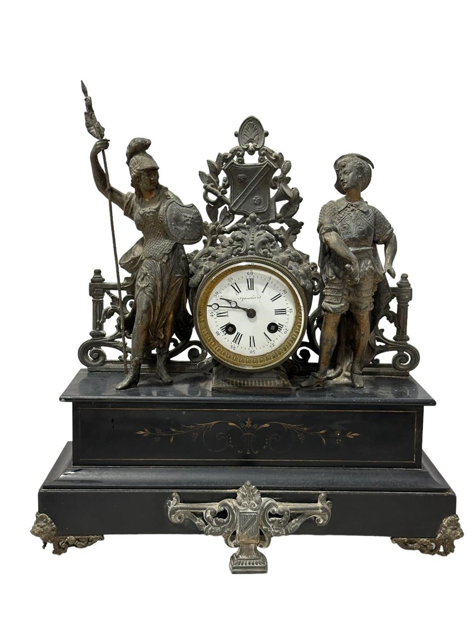 Antique Spelter Slate Clock