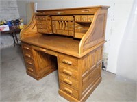 Solid Oak Roll-Top Desk - 52" - Can Be Dismantled