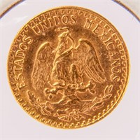 Coin Mexican 2 Peso Gold 1945 Unc.