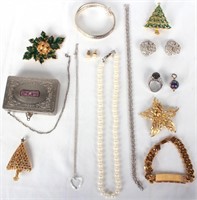 COSTUME JEWELRY BROOCHES, EARRINGS, & OTHER