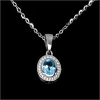 Heated Oval Swiss Blue Topaz Cz Gemstone 925 Sterl