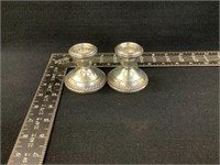 Crown Weighted Sterling Sliver Candle Holder Pair