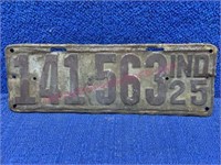 1925 Indiana license plate (original cond)