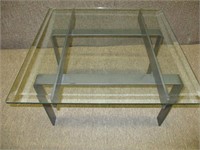 INDUSTRIAL GLASS TOP SIDE TABLE