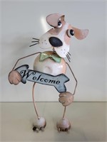 Metal Welcome Dog Statue 23in X 14in