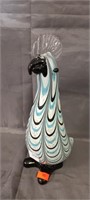 Art Glass Bird Figurine, Unsigned, 10" Tall