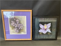 Purple Floral Framed Art Pieces