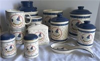 Country Hen Porcelain Canister Set; Vintage