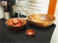 Large wooden salad bowl, small cherry salad