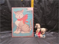 1957 Cat Puzzle & A Chalkware Horse