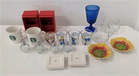 Lot of decorations displayed in glass cabinet