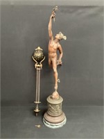 Swinging Ball Clock Statue Flying Mercury
