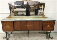 Vtg. Italian Classical Glass Top Buffet W/ Mirror