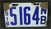 1916 NB license plate