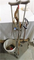 assorted canes and crutches