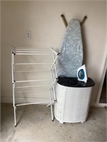 Laundry hamper, rack, iron, ironing board