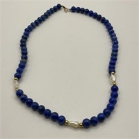 14kt Lapis Lazuli & Pearl Necklace 20.2gr TW