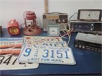 Clocks, lantern & license plates