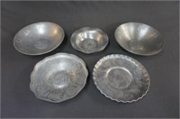 Hand Wrought Aluminum Vintage Serving Bowls (5)