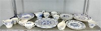 24 Pc Assorted Blue Transferware China