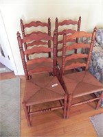 4 Ladder Back Cane Bottom Chairs