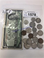 CANADIAN COINS AND PAPER MONEY