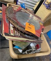 Misc saw blades and assorted items