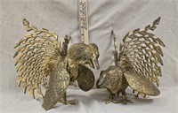 Vintage Brass Fighting Roosters